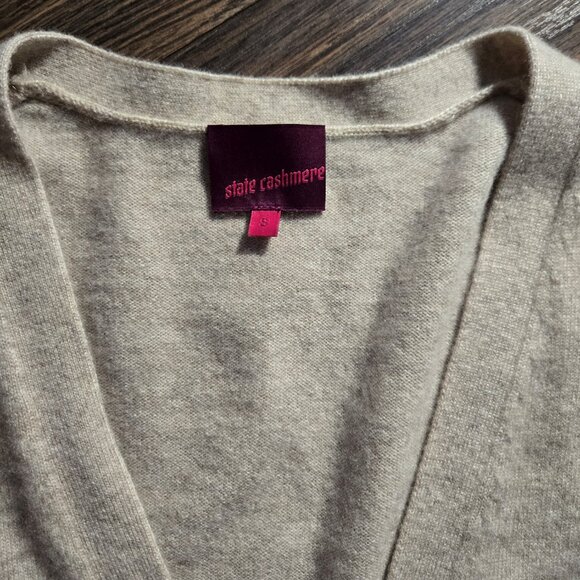 STATE CASHMERE Women's Taupe Cardigan Sweater NWOT/SIZE S - Picture 4 of 7